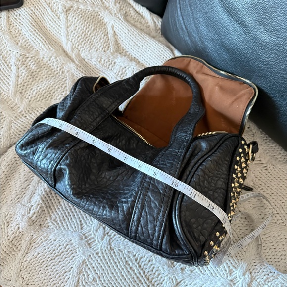 David Jones Black Leather Satchel with Gold Studs - Picture 10 of 11